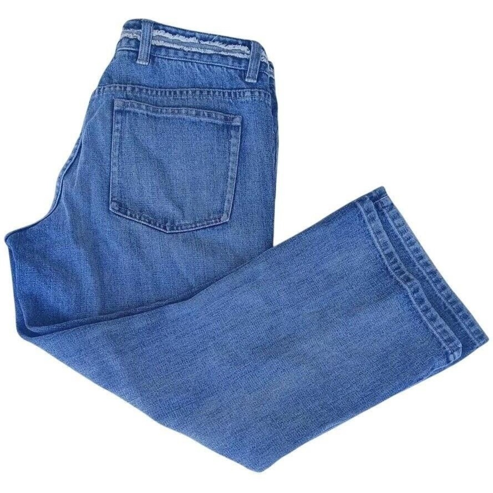Gianni Bini Cropped Jeans 32x23 Mid Rise Straight Leg Raw Edge Hem VTG Y2K